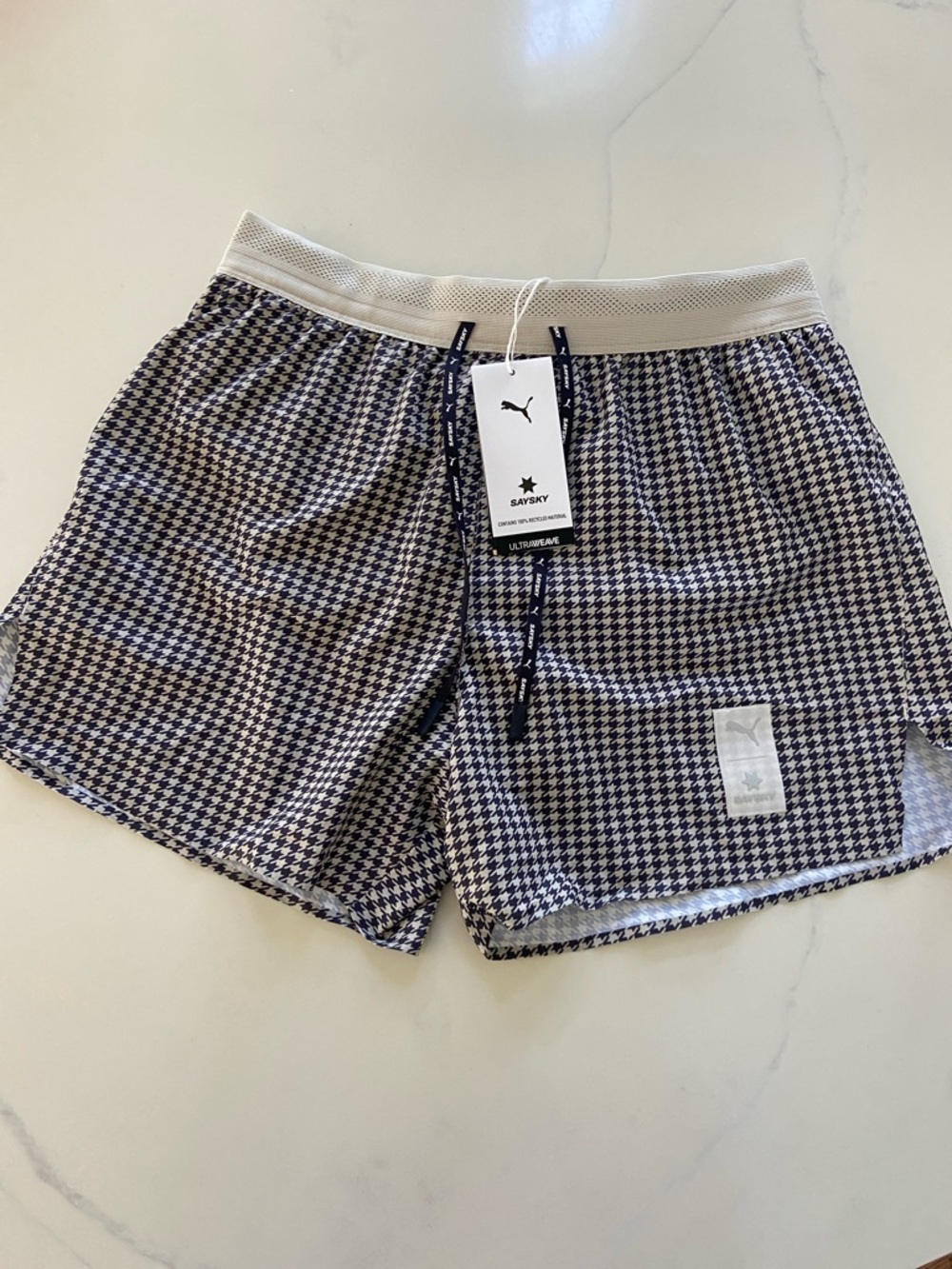 Puma black and tan Houndstooth Men’s  running shorts with underwear